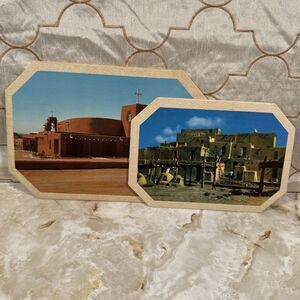 VINTAGE PHOTOS: LADY OF GUADALUPE CHURCH And Indian Pueblo, Taos, New Mexico